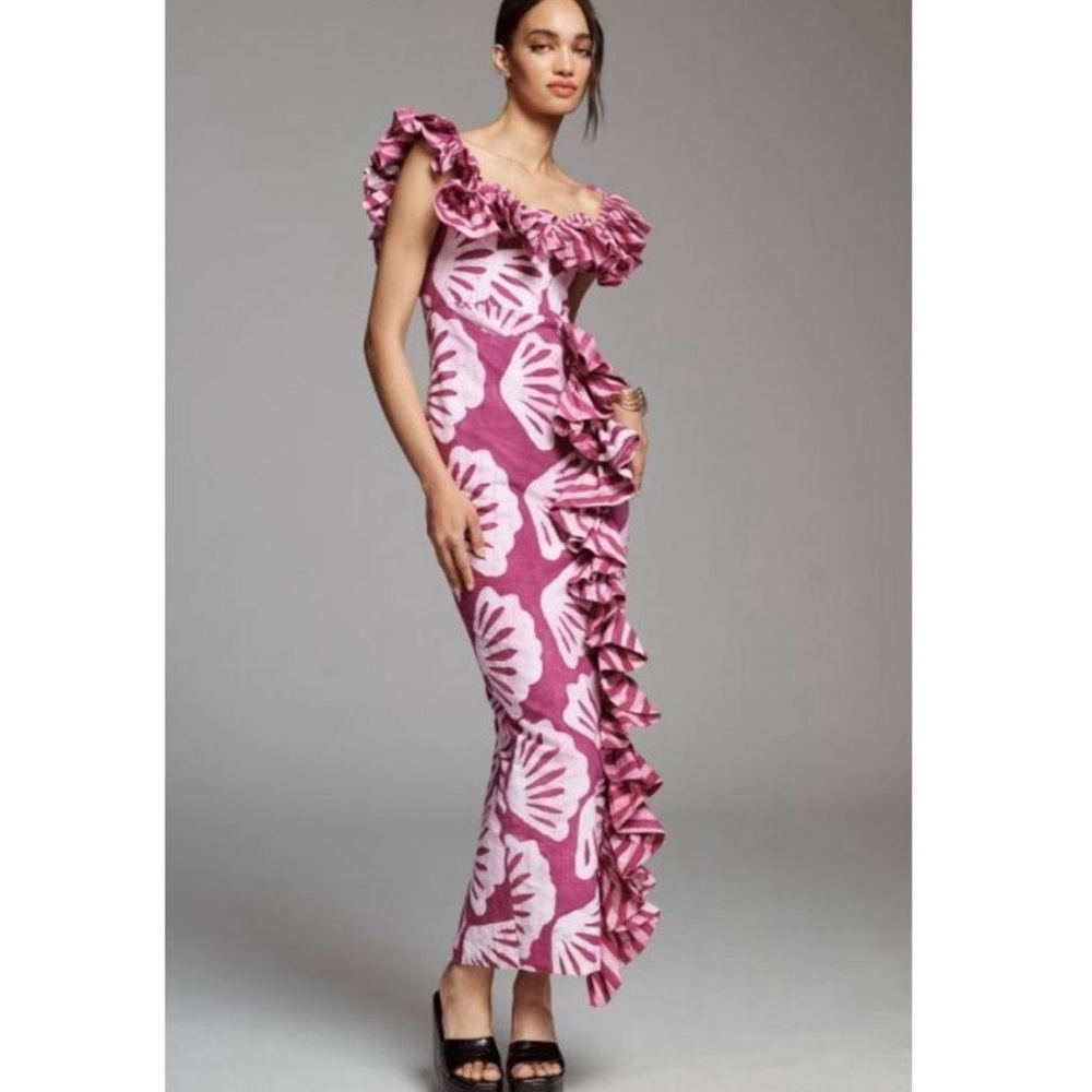 NEW NWT Anthropologie Sika KC Offthe shoulder Ruffle maxi dress
